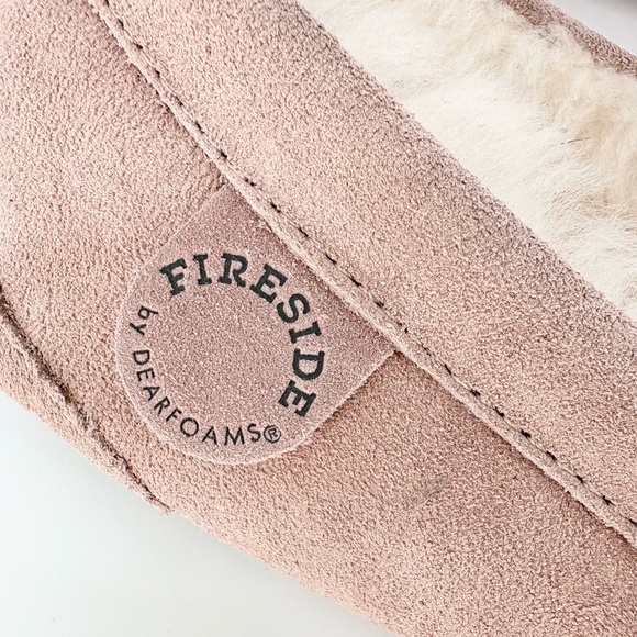 Fireside by Dearfoams Mel Genuine Shearling Moccasin in Dusty Pink - Picture 11 of 16